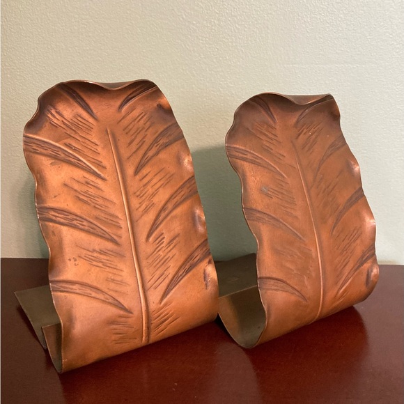 🍀VTG Copper Leaf Bookends Smith Craft Co. Vermont #102 - Picture 1 of 5